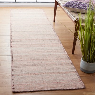 Light Pink Handwoven Wool Kilim Area Rug