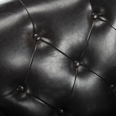 Colin Brown Leather Tufted Accent Chair with Birch Legs