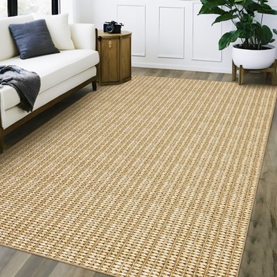 Area Rug Modern Braided Printed Rug Low Pile Non-Slip Accent Rug for Living Room Bedroom