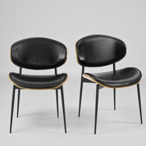 Art Leon Set of 2 Faux Leather and Bentwood Dining Chair with Metal Legs - 1 of 4