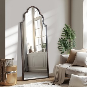 Dovelina Arched Metal Framed with Window Pane Decorative Wall Mirror Large Mirror - 59"x24", Gold - 1 of 4