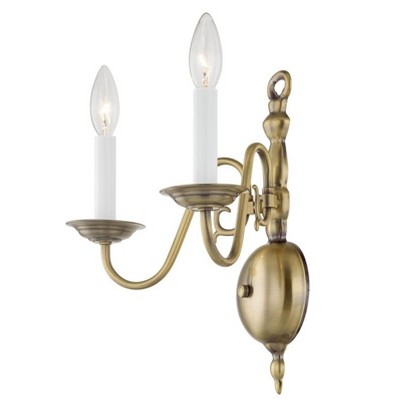 Williamsburgh Antique Brass 2-Light Dimmable Wall Sconce