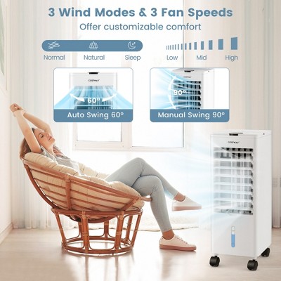 White Portable Evaporative Air Cooler with Remote Control