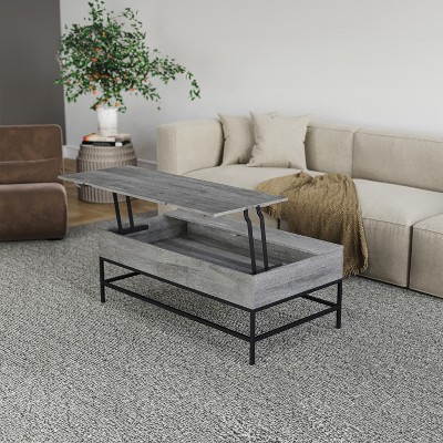 NicBex Modern Rectangle Lift Top Coffee Table with Metal Base,Storage Center Table for Living Room,Living Room Furniture,Gray