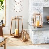 Raised Metal & Glass Pillar Candle Lantern Copper - Hearth & Hand™ with Magnolia - image 2 of 4