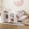 Twin Size Wood Platform Bed with Sample Bookshelf and Movable Wardrobe - 2 of 4