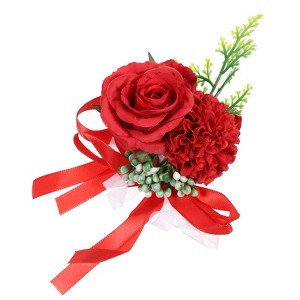 Unique Bargains Rose Wrist Corsage Artificial Flower Bracelets for Wedding Party - 1 of 3