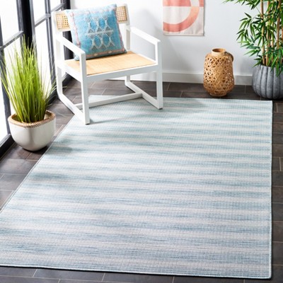 Aqua Ivory Multi Rectangular Synthetic Indoor/Outdoor Area Rug 5'1" x 7'6"