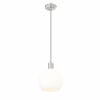 Brushed Nickel Globe Pendant with White Glass Shade