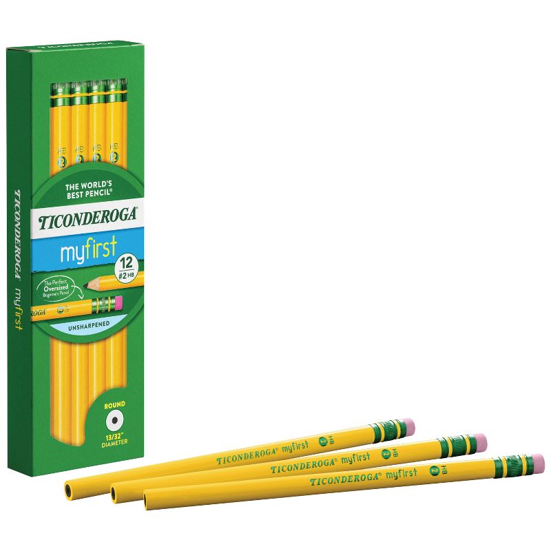 Ticonderoga Beginners Oversized Pencils with Latex-Free Eraser, No 2 Thick Tips, Pack of 12, 4 of 5