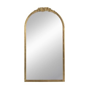 Okak 23*42/28*53IN Wooden Wall Mirror, Arched Full Length Mirror with Decorated Carving, Full Body Mirror for Living Room, Bedroom - 1 of 4