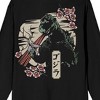 Godzilla Cherry Blossoms Front & Back Art Adult Brown Crew Neck Long Sleeve Shirt-XXL - 4 of 4