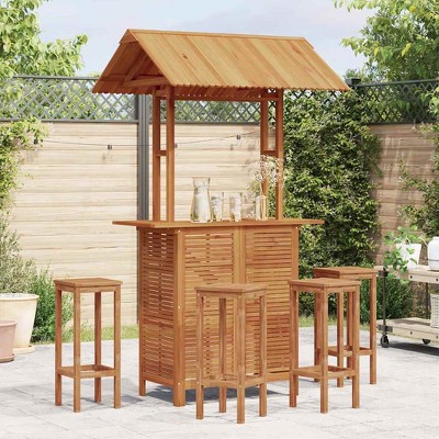 vidaXL Bar Table Natural wood Solid acacia wood High Table Durable