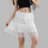 Y2K Low Waist Lace Mini Skirt - Women's Layered Ruffle Slip Skirt with Flow Pleats A1 White Lace Skirt - 4 of 4