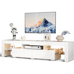 VINGLI LED TV Stand, Modern Entertainment Center with Lights and Storage for 65/70/75/85 Inch TV