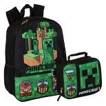 Bioworld Minecraft Creeper 17 Inch Kids Backpack with Lunch Bag