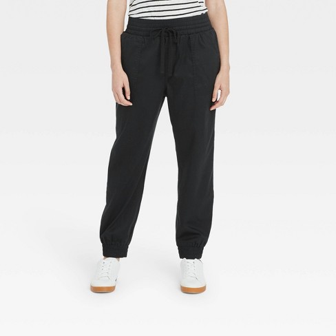 Women's High-rise Woven Ankle Jogger Pants - A New Day™ Black S