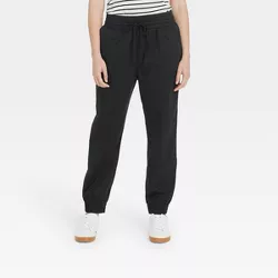 Women's High-Rise Woven Ankle Jogger Pants - A New Day™ Black XXL
