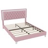 Sapphtopaz Upholstered Bed Frame with Button Tufted Velvet Headboard Modern Platform Bed with LED Bed for Bedroom, No Box Spring Needed - 3 of 4