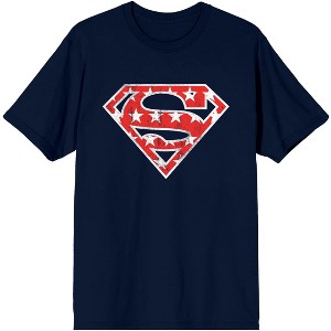 Superman Red Logo With Stars Men's Navy T-shirt - 1 of 1