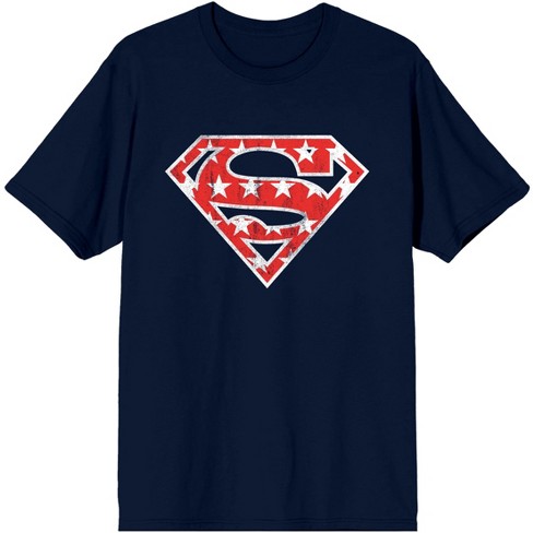 Superman Red Logo With Stars Men\'s Navy T-shirt : Target