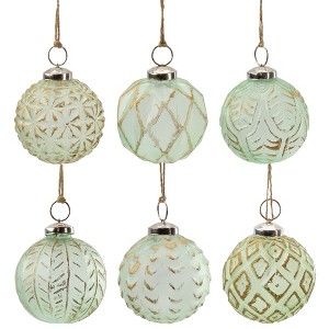 AuldHome Design Farmhouse Ball Christmas Ornaments, 6pc Set; Distressed Metal Ball Vintage Mercury Glass Style Rustic Holiday Decorations - 1 of 4