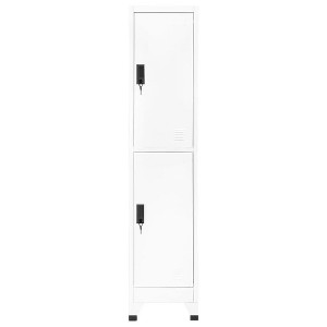vidaXL Locker Grey Steel Large Locker Cabinet Rectangular Industrial - White With 2 Lockers - 1 of 4