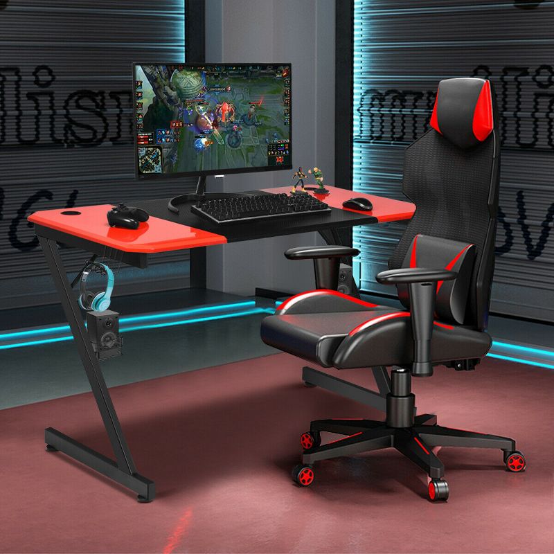 Costway 47 inch Gaming Desk Z Shape Computer Desk w/ Storage for Cup Headphone Speaker, 2 of 11
