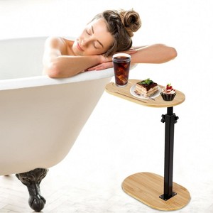 Angel Sar C-Shaped Bathtub Tray Table, Adjustable Height 360° Rotatable Desktop, Freestanding Bath Caddy for Tub Sofa - 1 of 4