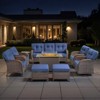 Belord Brown Wicker 9 Piece Patio Furniture Set with 5" Thick Cushions, 41" Propane Fire Pit Table Set with Swivel Glider Chairs and Club Chairs - 3 of 4