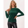 INSPIRE CHIC Women's Mock Neck Long Sleeve Ribbed Knit Solid Blouse - 3 of 4