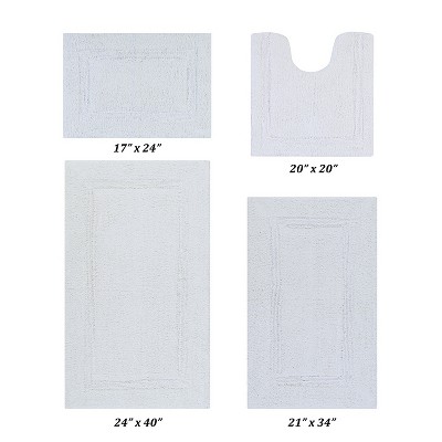 Lux Premium 100% Cotton Tufted Solid Reversible 4 PC Bath Rug Set – Ultra-Soft, Water-Absorbent, Durable, Machine Washable Bathroom Rug