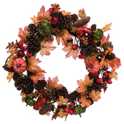 Transpac Pinecone 22 in. Multicolor Harvest Wreath