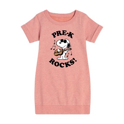 - Peanuts - Pre-K Rocks Graphic Short Sleeve Fleece Dress