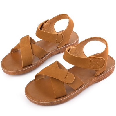Allegra K Women's Crisscross Straps Open Toe Ankle Strap Flat Sandals