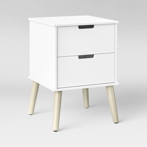 Modern Cute Design Wooden Nightstand with A Drawer and An Open Storage, End Table for Children's Bedroom - White