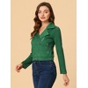 INSPIRE CHIC Women's Zip Up Faux Suede Biker Moto Jacket - 2 of 4