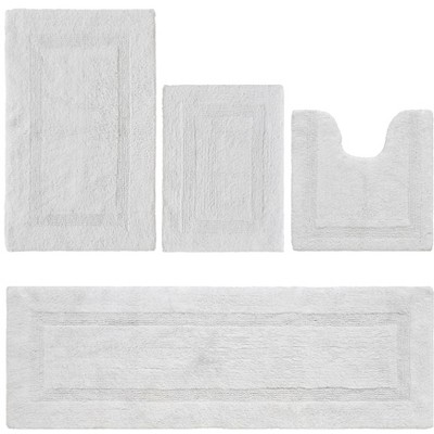 Lux Premium 100% Cotton Tufted Solid Reversible 4 Piece Bath Rug Set – Ultra-Soft, Water-Absorbent, Durable, Machine Washable Bathroom Rug
