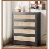 Jojoka Tall Rattan Dresser with 4 Drawers, Boho Wooden Storage Chest for Bedroom, Living Room, or Entryway - 3 of 4