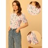 INSPIRE CHIC Women's Floral Summer Crew Neck Casual Shirred Short Sleeve Blouse - 2 of 4