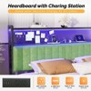 Karl Home Twin Full Queen King Size Headboard, Adjustable Upholstered Headboard with 2 Tier Shelves and Pegboard with Charging Stations and LED Lights - 2 of 4
