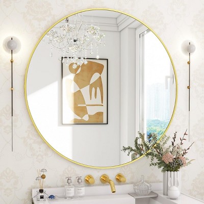 HOMLUX 24"/30" Round Decorative Mirror Wall Mount Vanity Mirror Bathroom Entryway