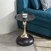 Syemin End Tables Round Side Table for Small Space, Cocktail Table, Living Room Small Coffee Table, Black End Table, Black, 14.96"*14.96"*21.26" - 2 of 4