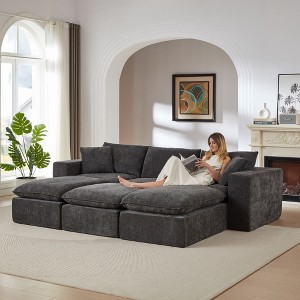 108'' Chenille Cloud Modular Sectional Sofas with High-Density Sponge Seat and Freely Combinable Design - 1 of 4