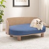 Corgi 26" Wide Small Dog Bed with Removable Cover,Velvet Cushion With Solid Wood legs and Bent Wood Back-The Pop Home - 4 of 4