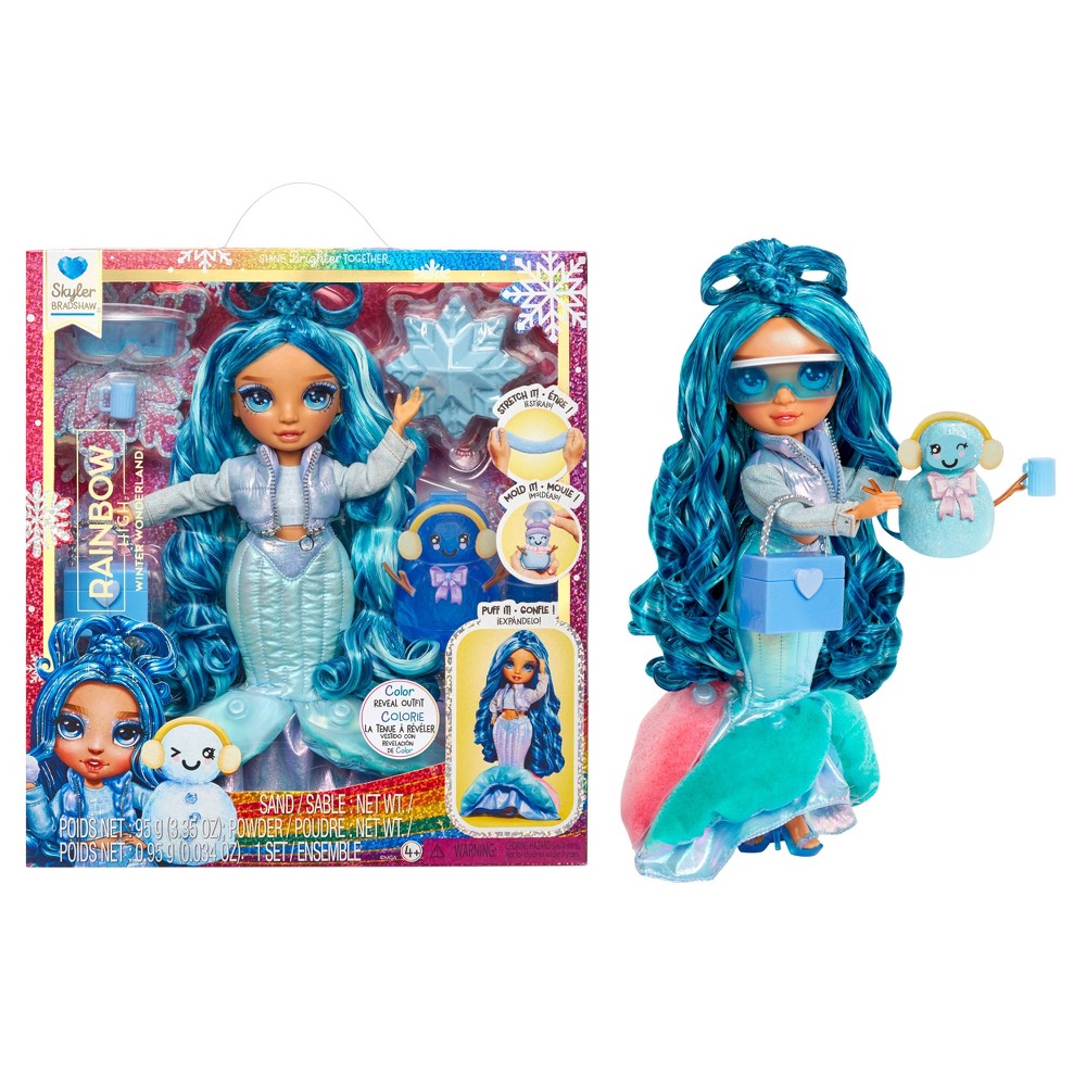 Rainbow High Winter Wonderland Skyler - Blue 11" Fashion Doll with Magic Snow and Snowman Kit