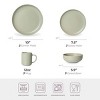 SEVOBAL 12-Piece Stoneware Dinnerware Set with Mug Microwave Dishwasher Friendly Stackable Matte Glaze Plates Bowls Service for 3, Green, 10"*10"*2.4" - 3 of 4