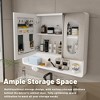 Modern Bathroom Storage Cabinet with Double Doors, Wall-Mounted Aluminium Alloy Organizer with Hooks & Hidden Mask Rack - 2 of 4