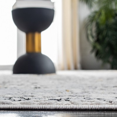 Reversible Grey and Gold Synthetic Area Rug 52" x 78"