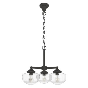 Hunter Fans 20.25" Saddle Creek Ceiling Light Noble Bronze Finish - 3 Bulb Traditional Schoolhouse Chandelier - 1 of 1